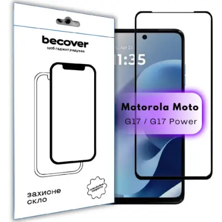 Защитное стекло BeCover для Motorola Moto G17 / G17 Power Black (715137)