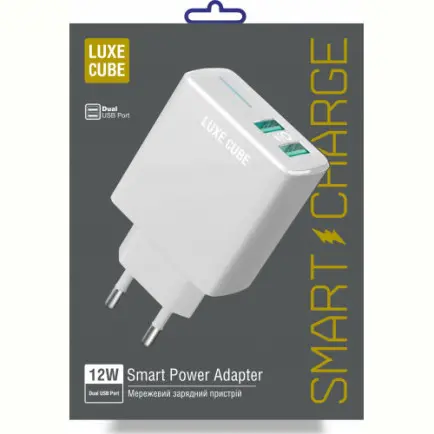 Зарядное устройство Luxe Cube 2USB 12W Smart White (4826986900792)
