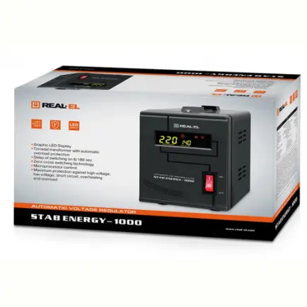 Стабилизатор REAL-EL Stab Energy-1000 Black
