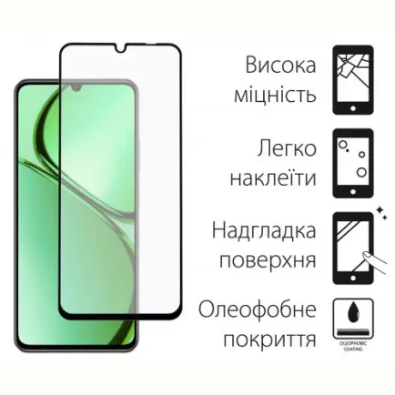 Захисне скло Dengos для Realme C63 Black Full Glue (DG-TG2P-56)