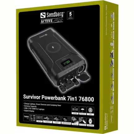 Универсальная мобильная батарея Sandberg Survivor Powerbank 76800mAh Black (421-15)