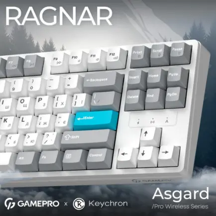 Клавіатура бездротова GamePro Asgard Ragnar Keychron Super Red Switch White (MK285WH)
