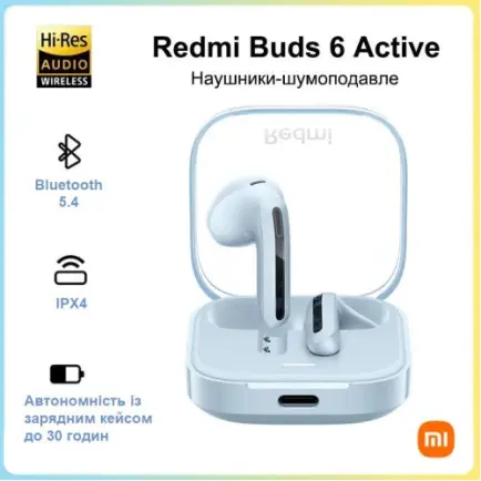 Bluetooth-гарнитура Xiaomi Redmi Buds 6 Active Transparent Blue (BHR8394GL)